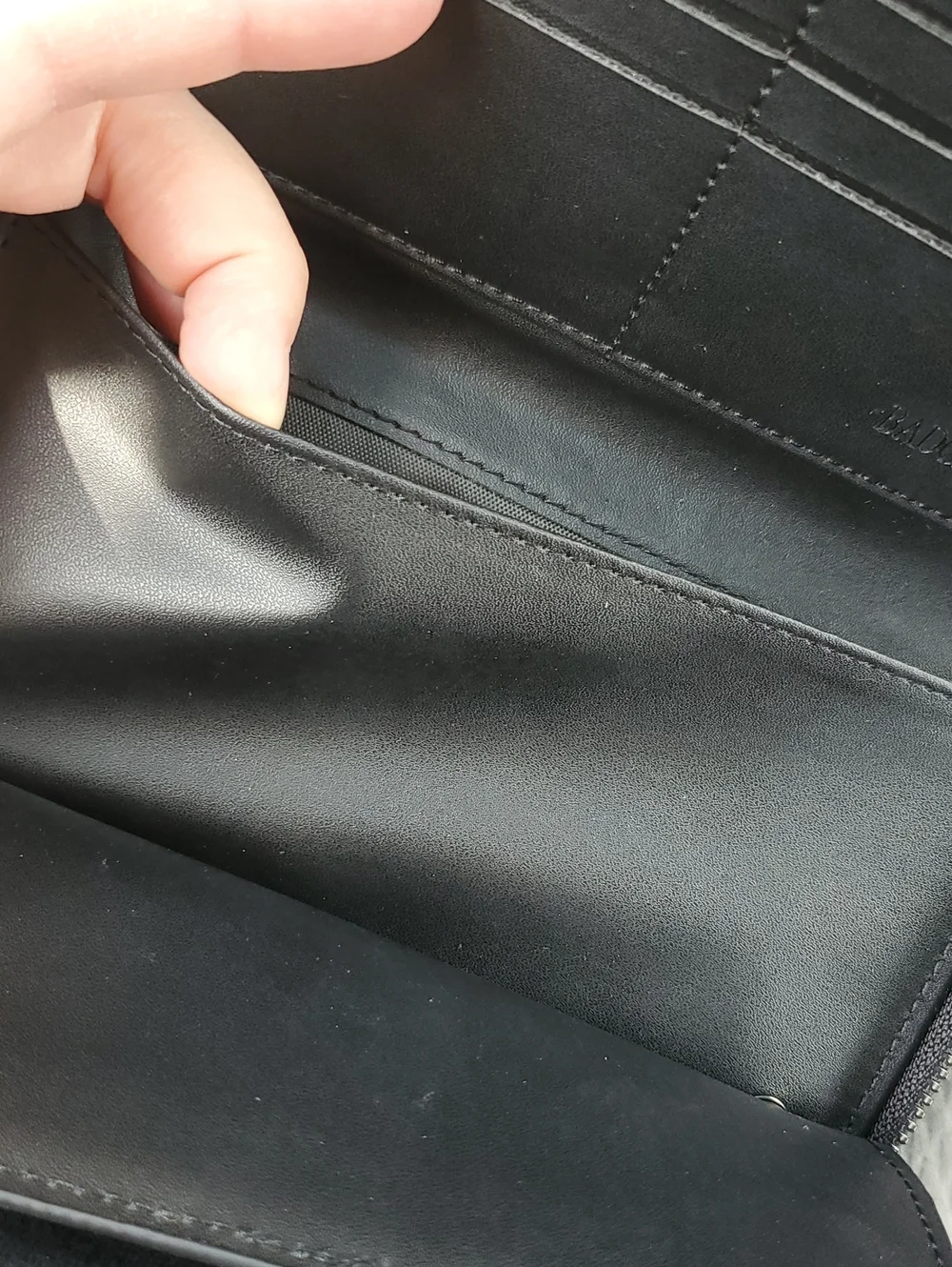 Badgley Mischka New Black Wallet with Silver Monogram Plaque